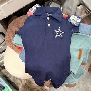 Navy Polo-Style Baby One-Piece Bodysuit with Star Emblem